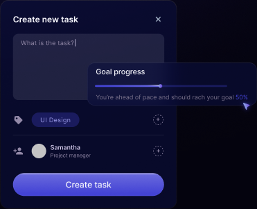 Create new task panel with goal progress.